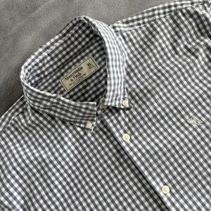 Abercrombie & Fitch Mens‎ XL Gray Gingham Long Sleeve Button Down Shirt